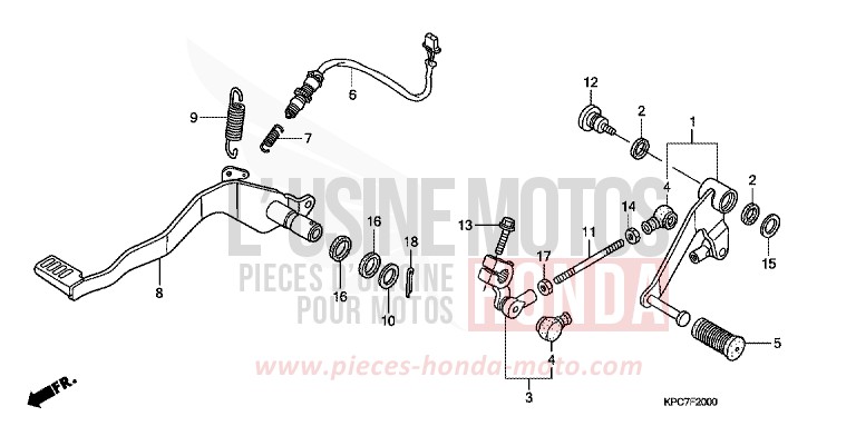 PEDAL for Varadero 125 PEARL SIENA RED (R320) from 2011